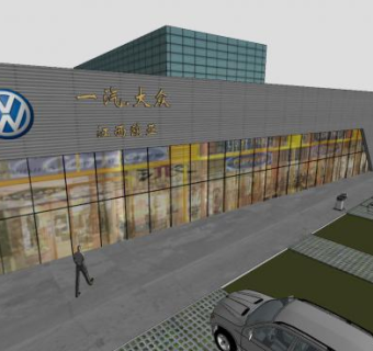 大众汽车4S店建筑SU模型下载_sketchup草图大师SKP模型