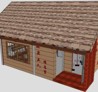 中式木屋休息间宿舍SU模型下载_sketchup草图大师SKP模型