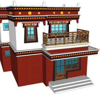 藏式民居农村自建房SU模型下载_sketchup草图大师SKP模型