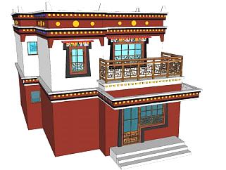 藏式民居农村自建房SU模型下载_sketchup草图大师SKP模型