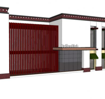 藏式商业建筑咖啡厅SU模型下载_sketchup草图大师SKP模型