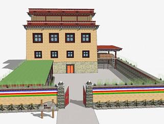 藏式民居合院住宅建筑SU模型下载_sketchup草图大师SKP模型