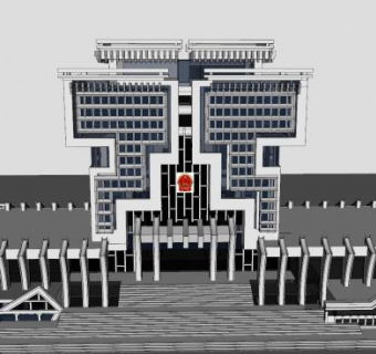 创意结构行政办公大楼SU模型下载_sketchup草图大师SKP模型