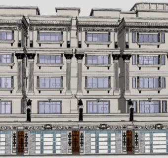 欧式风格住宅联排别墅建筑SU模型下载_sketchup草图大师SKP模型