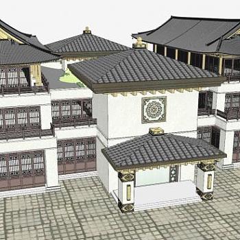 中式古建筑茶厂SU模型下载_sketchup草图大师SKP模型