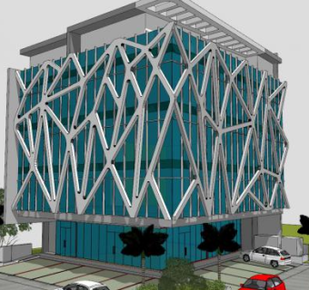 玻璃商业办公楼建筑SU模型下载_sketchup草图大师SKP模型