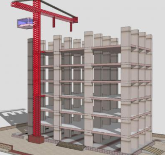 施工大楼和起重机SU模型下载_sketchup草图大师SKP模型