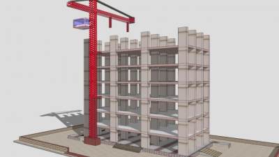 施工大楼和起重机SU模型下载_sketchup草图大师SKP模型