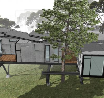集装箱山地别墅SU模型下载_sketchup草图大师SKP模型