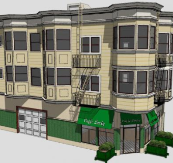 欧式门面商铺楼房SU模型下载_sketchup草图大师SKP模型