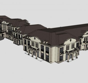 欧式风格沿街会所建筑SU模型下载_sketchup草图大师SKP模型