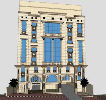 欧式建筑酒店SU模型下载_sketchup草图大师SKP模型