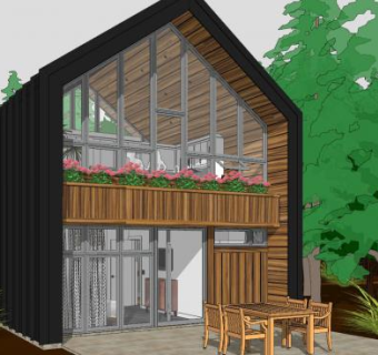 现代木屋住宅房子SU模型下载_sketchup草图大师SKP模型