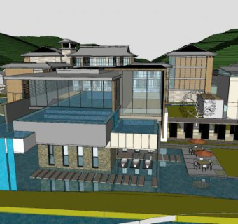 精美的度假酒店SU模型下载_sketchup草图大师SKP模型