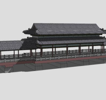 中式古建廊桥风雨桥SU模型下载_sketchup草图大师SKP模型