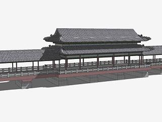中式古建廊桥风雨桥SU模型下载_sketchup草图大师SKP模型