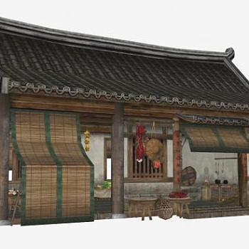 游戏场景古建伙房厨房SU模型下载_sketchup草图大师SKP模型