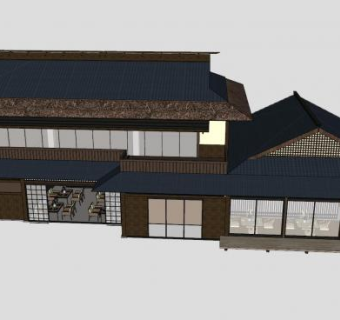 日式茶楼商铺商业街建筑SU模型下载_sketchup草图大师SKP模型