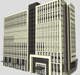 中式酒店宾馆建筑SU模型下载_sketchup草图大师SKP模型