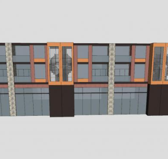 沿街建筑商铺楼房SU模型下载_sketchup草图大师SKP模型
