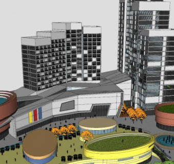 商业区建筑模型SU模型下载_sketchup草图大师SKP模型