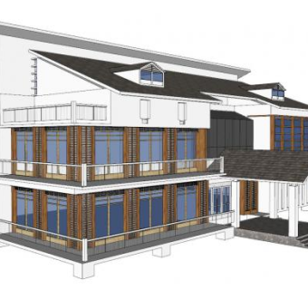 中式会所建筑模型SU模型下载_sketchup草图大师SKP模型