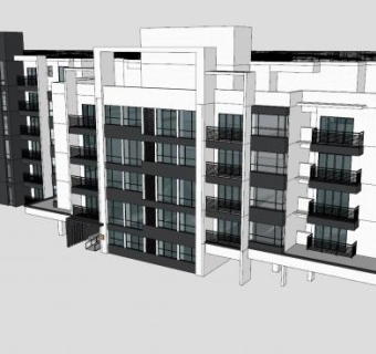 现代公寓住宅建筑楼房SU模型下载_sketchup草图大师SKP模型