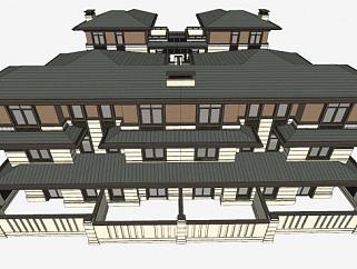 中式别墅建筑sketchup模型下载_sketchup草图大师SKP模型