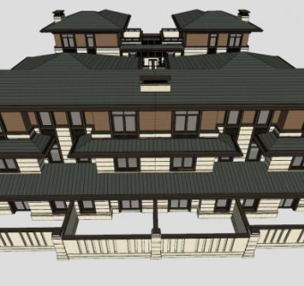 中式别墅建筑sketchup模型下载_sketchup草图大师SKP模型