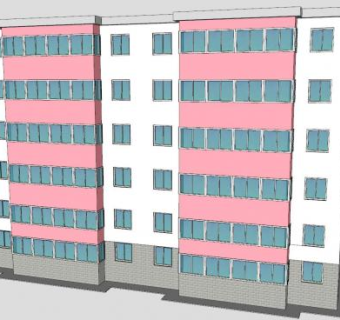 单元楼房住宅建筑SU模型下载_sketchup草图大师SKP模型