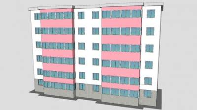 单元楼房住宅建筑SU模型下载_sketchup草图大师SKP模型