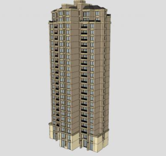 高层小区住宅楼建筑SU模型下载_sketchup草图大师SKP模型
