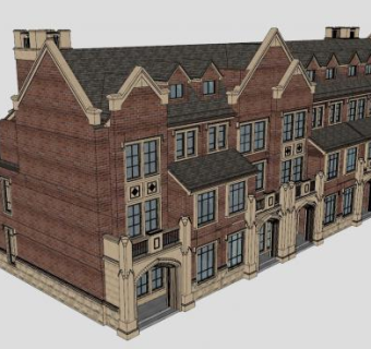 英式别墅铁艺大门和围墙SU模型下载_sketchup草图大师SKP模型