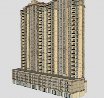 欧式沿街商铺住宅公寓小区建筑SU模型下载_sketchup草图大师SKP模型