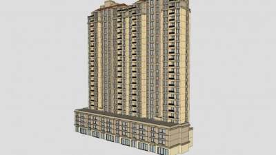 欧式沿街商铺住宅公寓小区建筑SU模型下载_sketchup草图大师SKP模型