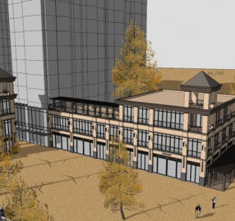 商业街方案沿街商铺围墙建筑SU模型下载_sketchup草图大师SKP模型