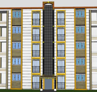 欧式风格豪华单元楼公寓住宅建筑SU模型下载_sketchup草图大师SKP模型