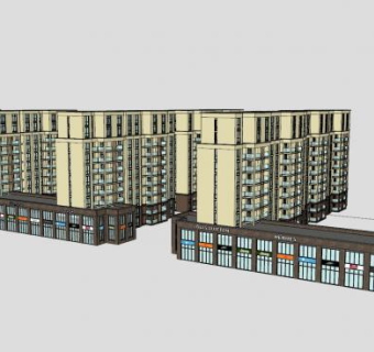 欧式小区沿街商铺SU模型下载_sketchup草图大师SKP模型