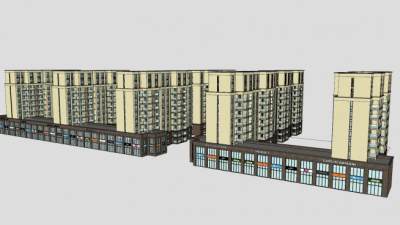 欧式小区沿街商铺SU模型下载_sketchup草图大师SKP模型