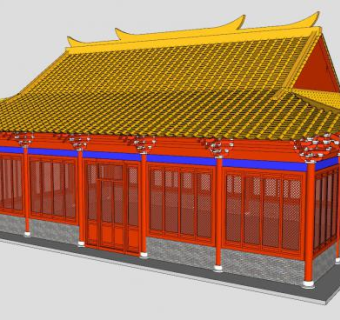 中式建筑大殿SU模型下载_sketchup草图大师SKP模型