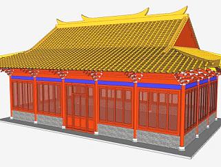 中式建筑大殿SU模型下载_sketchup草图大师SKP模型