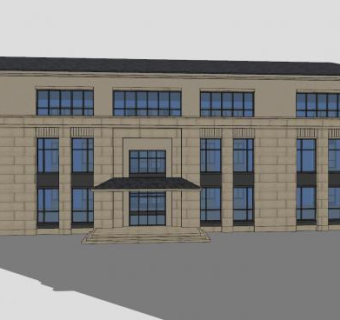 欧式现代沿街商铺建筑SU模型下载_sketchup草图大师SKP模型