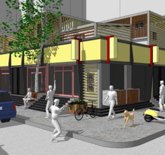 现代沿街商铺建筑SU模型下载_sketchup草图大师SKP模型