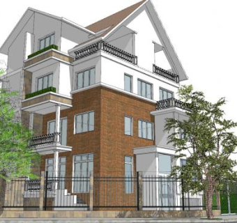 欧式高层小别墅建筑住宅SU模型下载_sketchup草图大师SKP模型