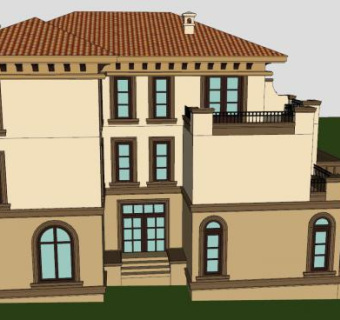欧式别墅户型住宅建筑SU模型下载_sketchup草图大师SKP模型
