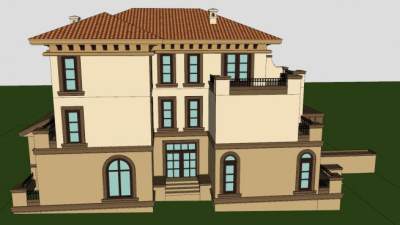 欧式别墅户型住宅建筑SU模型下载_sketchup草图大师SKP模型