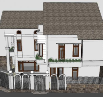法式别墅建筑住宅SU模型下载_sketchup草图大师SKP模型