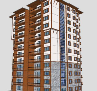 公寓住宅高层建筑楼房SU模型下载_sketchup草图大师SKP模型