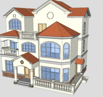 农村别墅住宅建筑SU模型下载_sketchup草图大师SKP模型