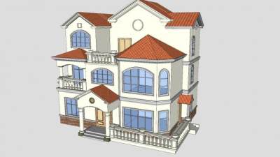 农村别墅住宅建筑SU模型下载_sketchup草图大师SKP模型